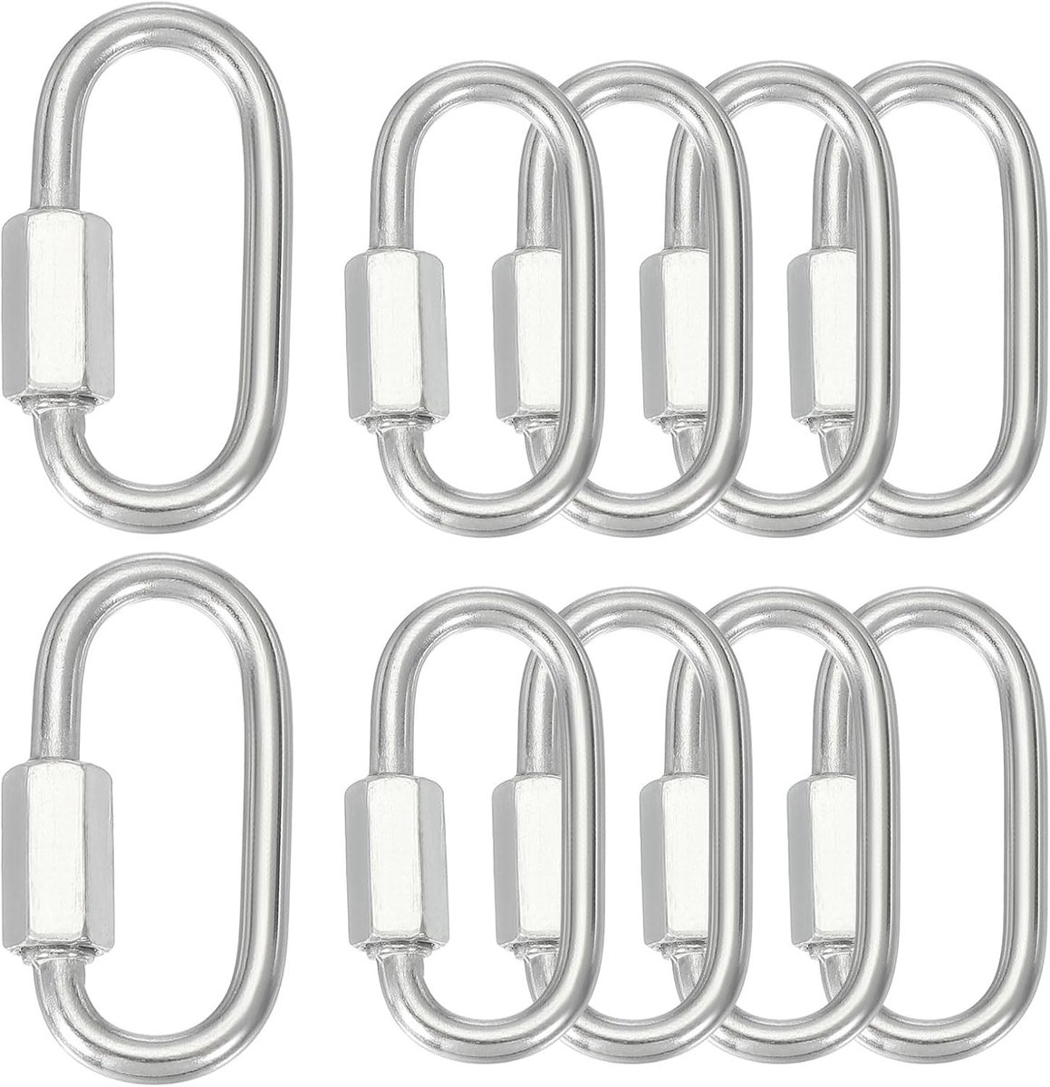 D-Shaped Lock voor Hangmatten, RVS Kettingverbinder met Grote Opening, 10 Stuks voor Camping en Outdoor Activiteiten