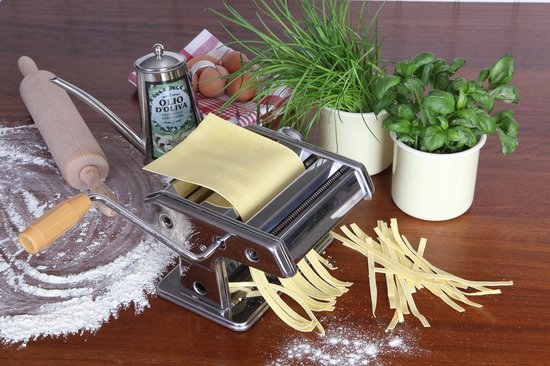 Pastamaker - Deegroller - Zelf Pasta Maken - Roestvrij Staal - 20x19x14 cm - Zilver — afbeelding 2