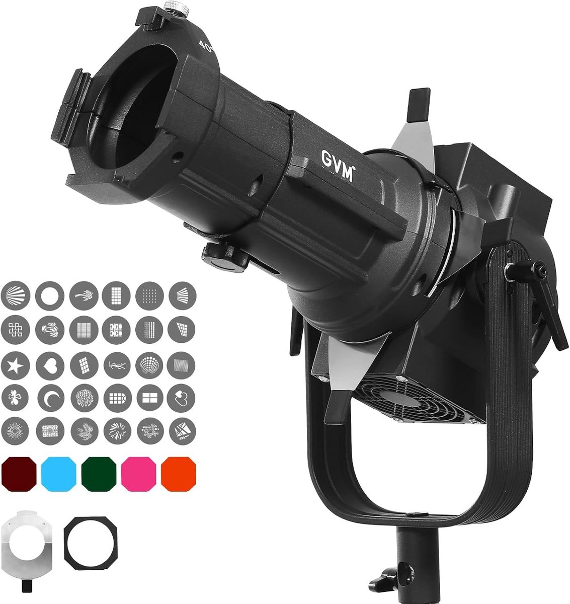 Conische Optische Snoot met 40° Projectielens, 30 Gobos en 5 Kleurfilters voor Studioverlichting, Verstelbare Focus en Bowens Mount voor LED Videoverlichting
