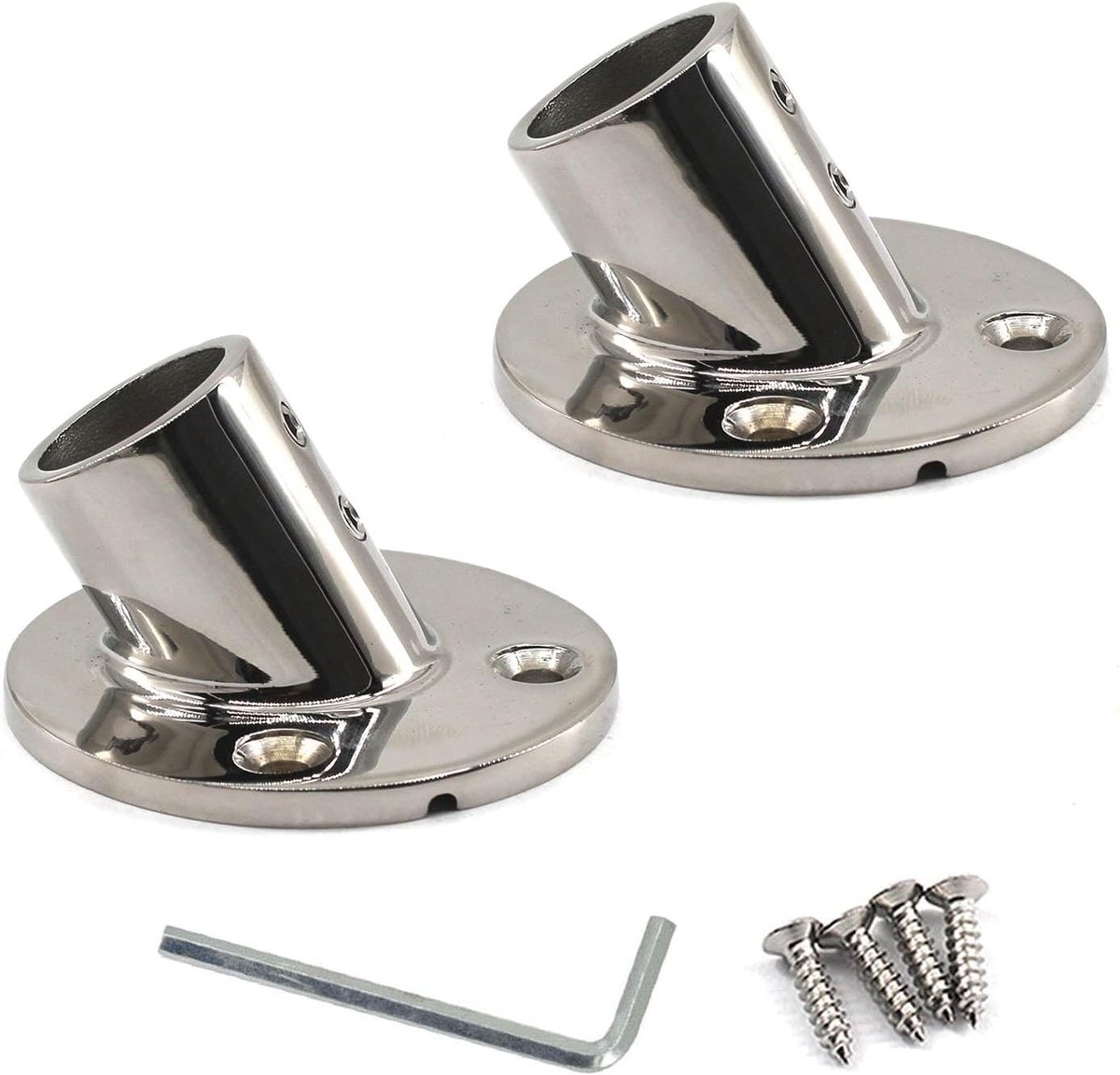 Railing Fittingen voor Boot - 316 RVS 60 Graden Tube Basis en Stang Flens Houder (Set van 2) - Duurzaam, Weerbestendig, Geschikt voor Marinegebruik
