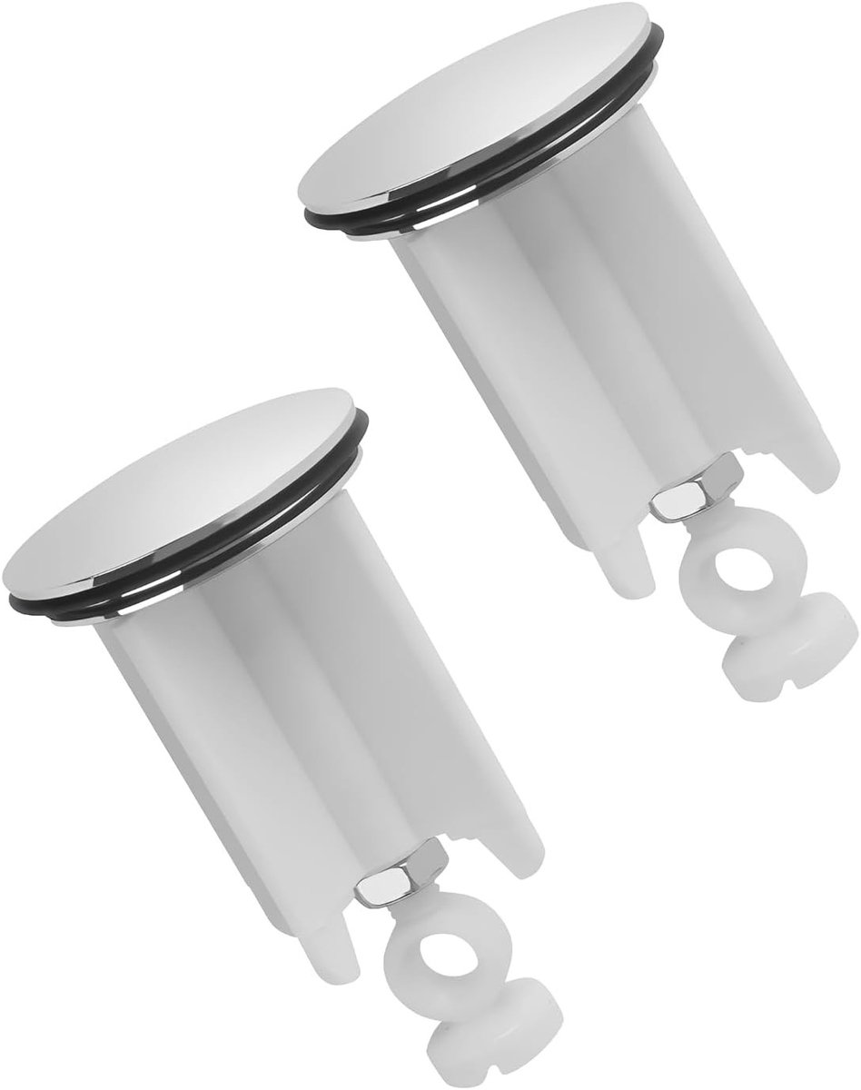 Wastafelstoppen set van 2, Ø 4 cm, wit koper, universeel, Click Clack, hoogte verstelbaar, anti-verstopping, geschikt voor badkamer en keukenafvoer