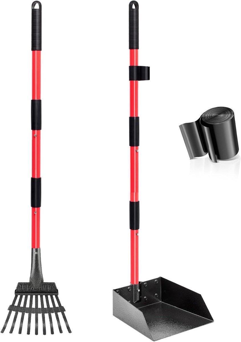 Hondenpoepschep Set - Opruimset Dier - Tuin Netjes Houden - Lange Verstelbare Handgreep - 42 cm Pakket - Grijs