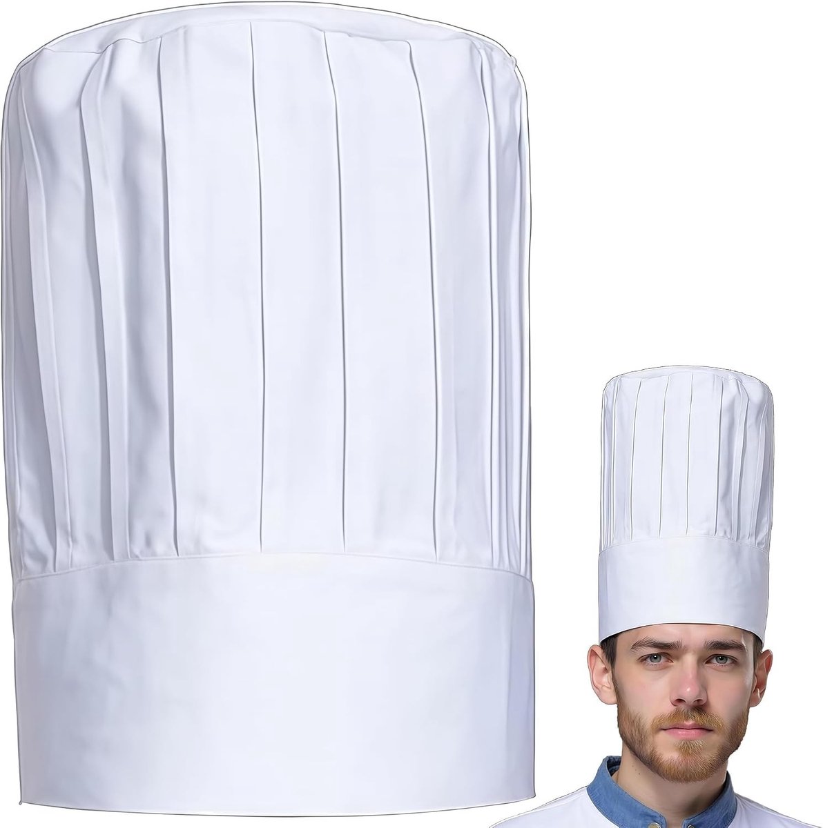 Stijlvolle Unisex Kookmuts van Katoen voor Professionele Keuken, Koken, BBQ en Bakken - Wit