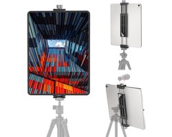 Tablet Statief Houder - Universele Mount - Video Opnames - Dubbele Acra Swiss - 4.7-14 inch - Zilver