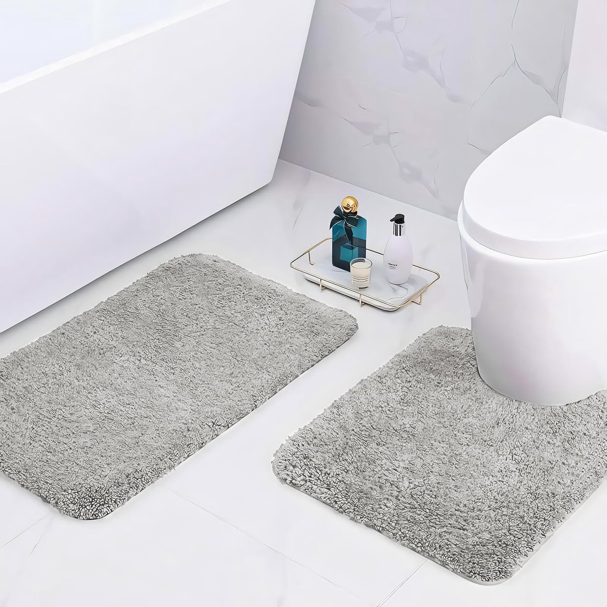 badmatten 50 x 80 cm en 50 x 50 cm - microvezel - super dik 2 cm - optimaal absorberend - ShopVlot