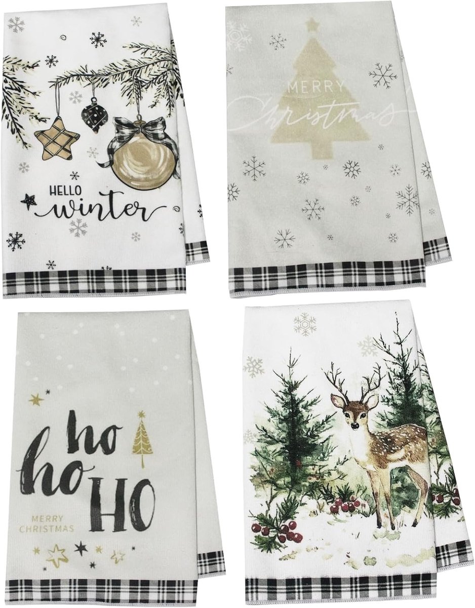 Kerstthema Keuken- en Tafeltextiel voor Winterdecoratie - Set van 4 Stuks, 40 x 60 cm