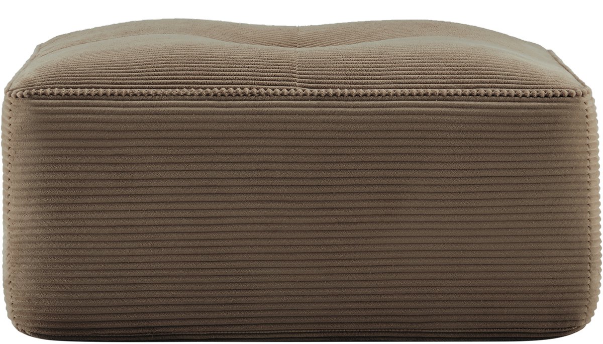 Wishdor Hocker - Ottoman van ribstof - Zachte zithocker met brede vorm en lage zit - Voor woonkamer en extra zitplek - Bruin - 92 x 73 x 40 cm - 150 kg