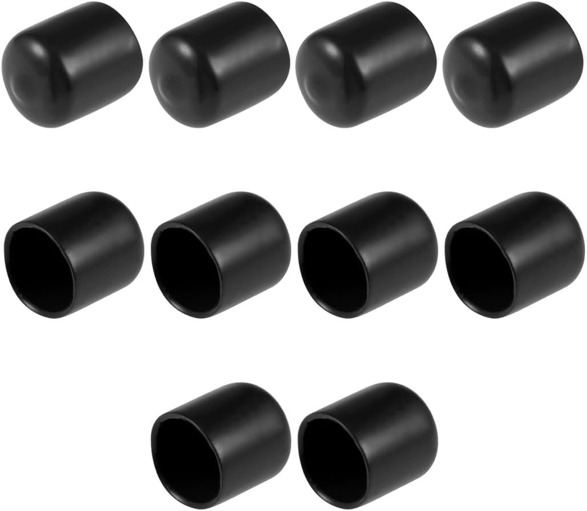 Ronde Eindkapjes - Beschermdoppen Buis - Vloeren Beschermen - Flexibel Vinyl Materiaal - 10 Stuks Zwart - Zwart