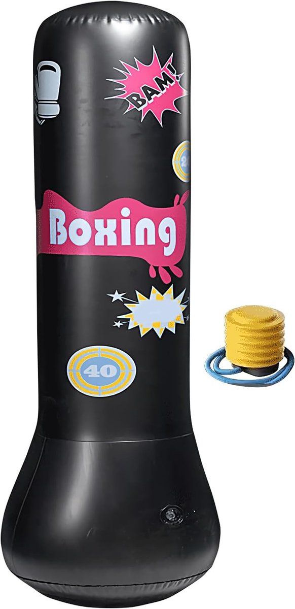 Opblaasbare Boksbal - Oefen Stootzak - Fitness Training - Antislip Bodem - 65x120cm - Enkel Kenmerk