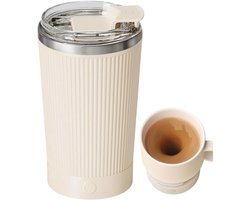 Magnetische Mok - Zelfroerend Glas - Dranken Mengen - Automatische Mengfunctie - 400 ml - Crèmekleurig