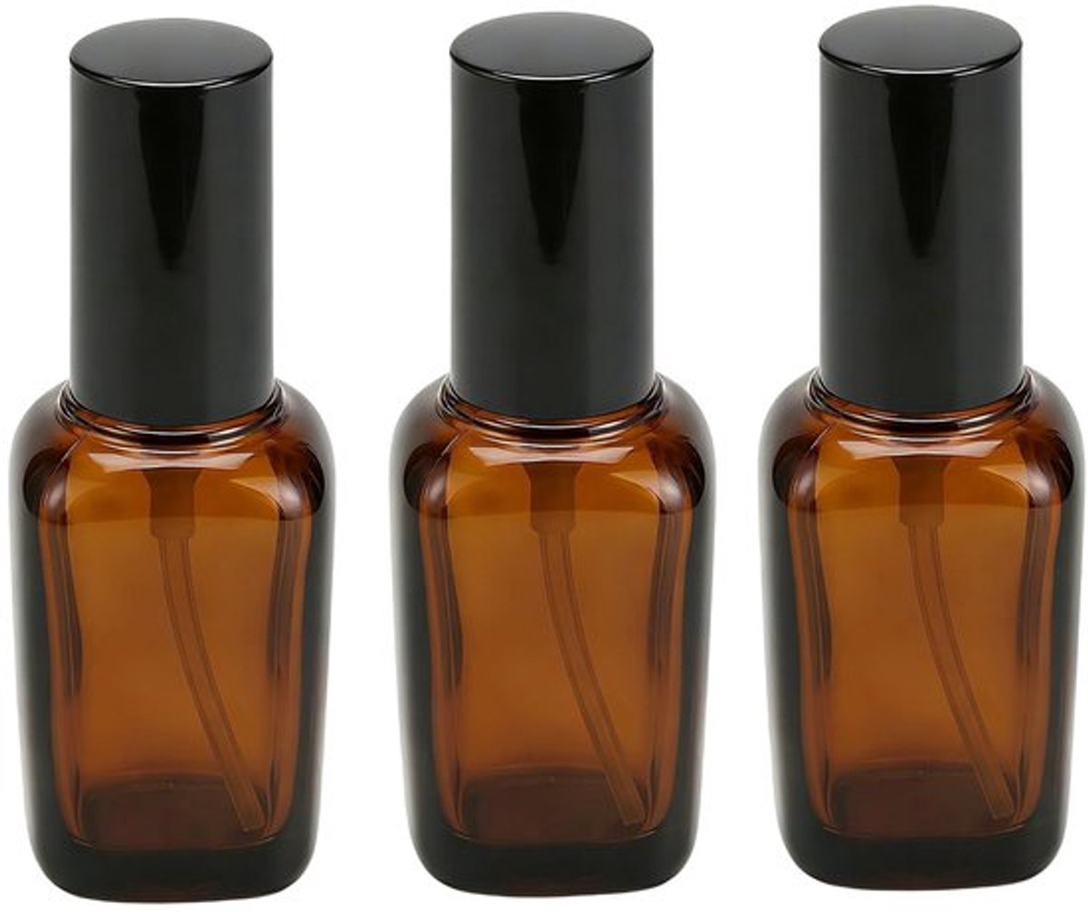 Zeynomax - Amber Square Glass Lotion Pump Bottles - Levenslange herbruikbare fles
