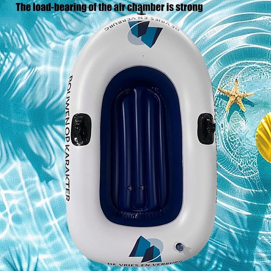 Opblaasboot - Drijvend Vlot - Waterpret - Dubbel Ventiel - 145x91 cm - Blauw — afbeelding 4