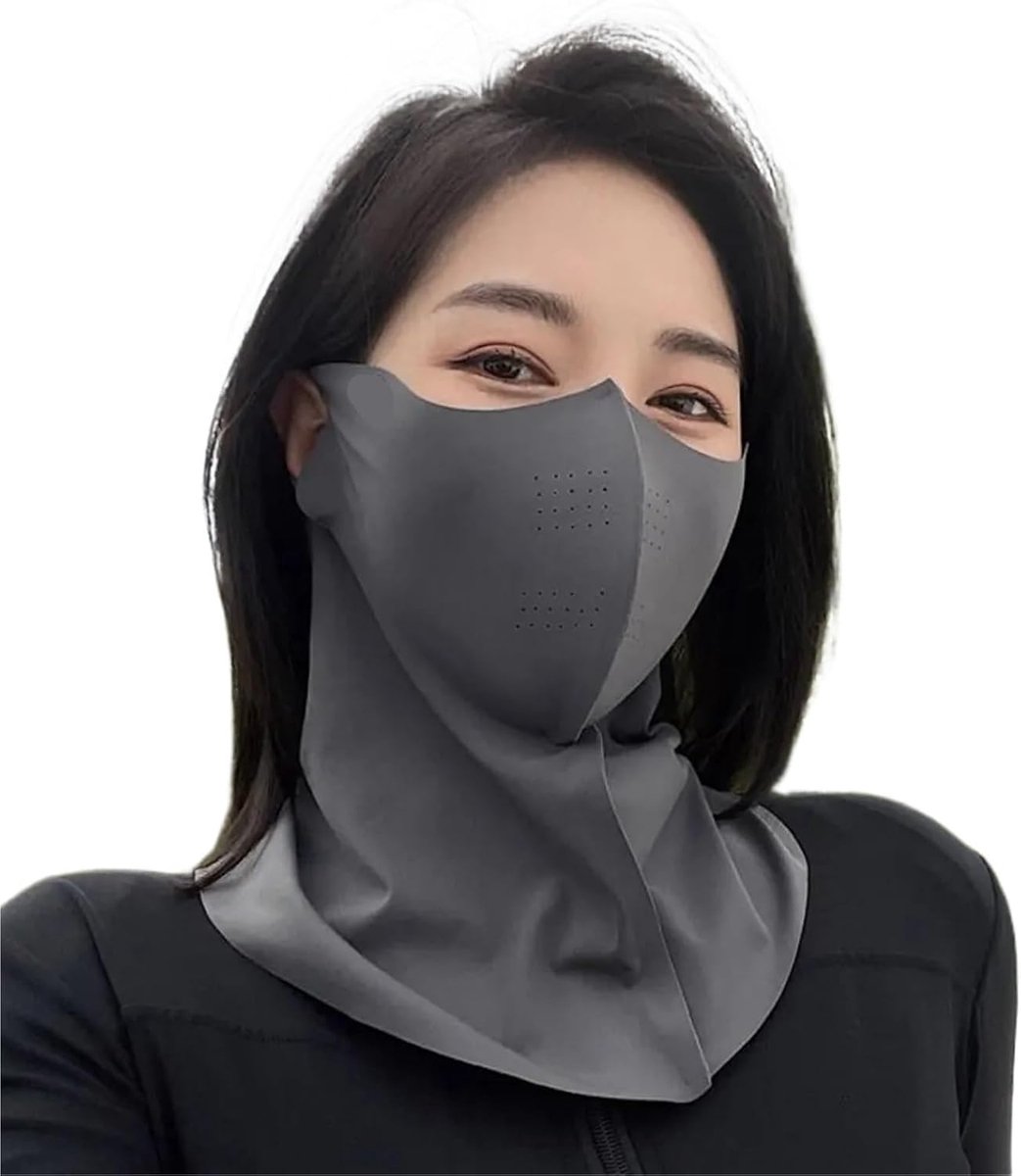 Gezichtsmasker Set - Zonnebescherming Dames - Buiten Activiteiten - Verbeterd Ademend Ontwerp - 2 Stuks - Donkergrijs