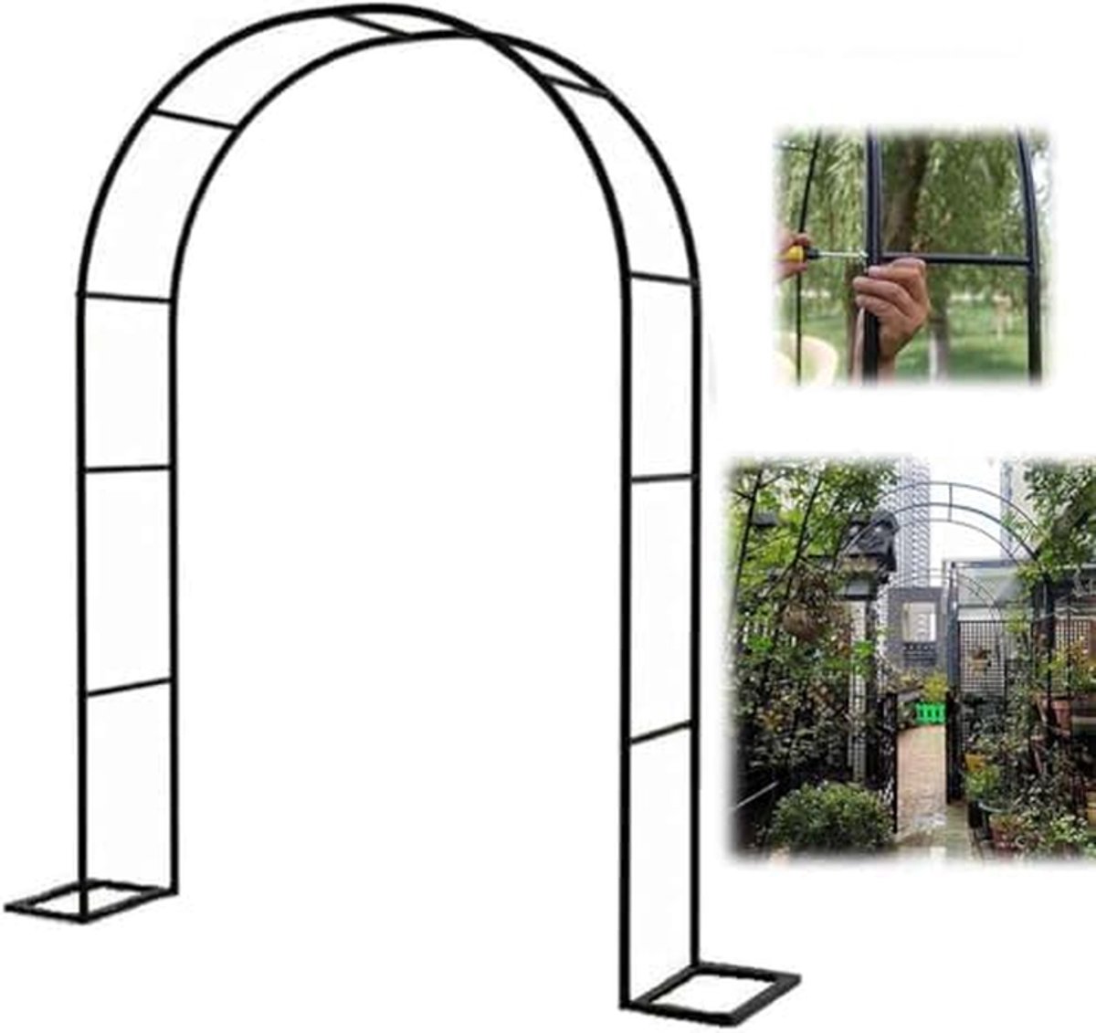 Metalen Tuinboog - Rozenboog Prieel - Tuindecoratie Bruiloft - Weerbestendige Afwerking - B1.2M*H2.2M - Wit