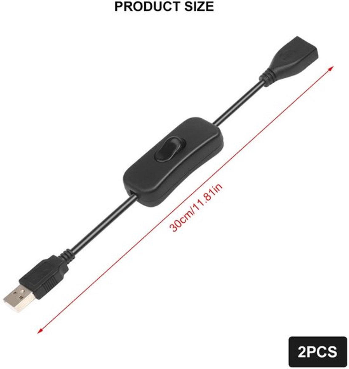 MTTProducts - USB kabel met schakelaar, USB plug naar bus