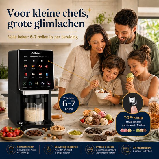 Culistar® Official 10-in-1 IJsmachine - IJsmaker - IJsmaker Voor Roomijs, Sorbet, Gelato en Slushie - Frozen Cocktails & Smoothies - Automatische Clean Functie - Kleurendisplay - Vaatwasserbestendige Bekers — afbeelding 5