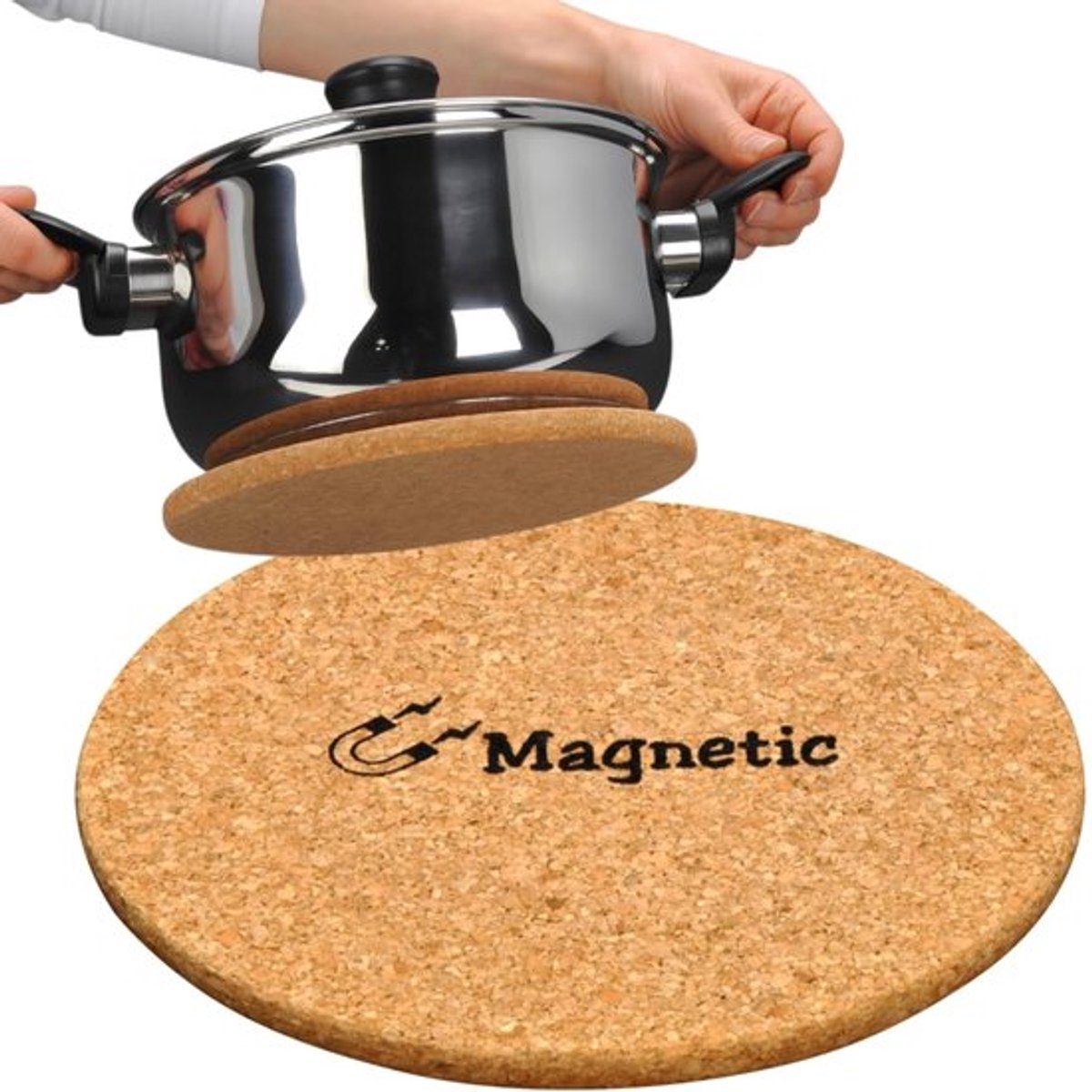 Dailygoody - magnetische potonderzetter - hittebestendig - natuurlijk bruin