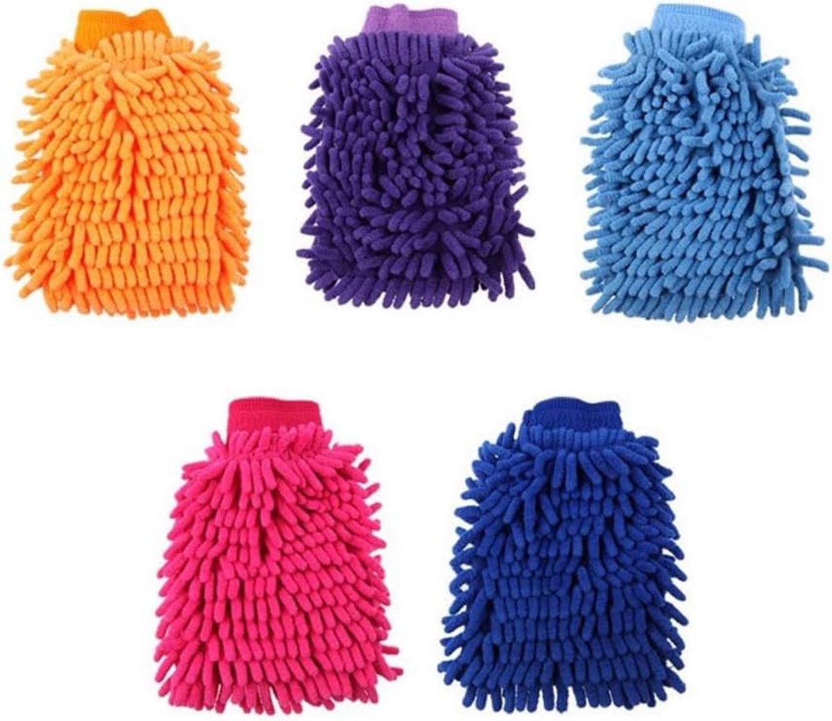 Autowashandjes Microvezel - Chenille Handschoen - Auto Reinigen - Dubbelzijdig Ontwerp - 15 x 22 cm - Meerdere Kleuren