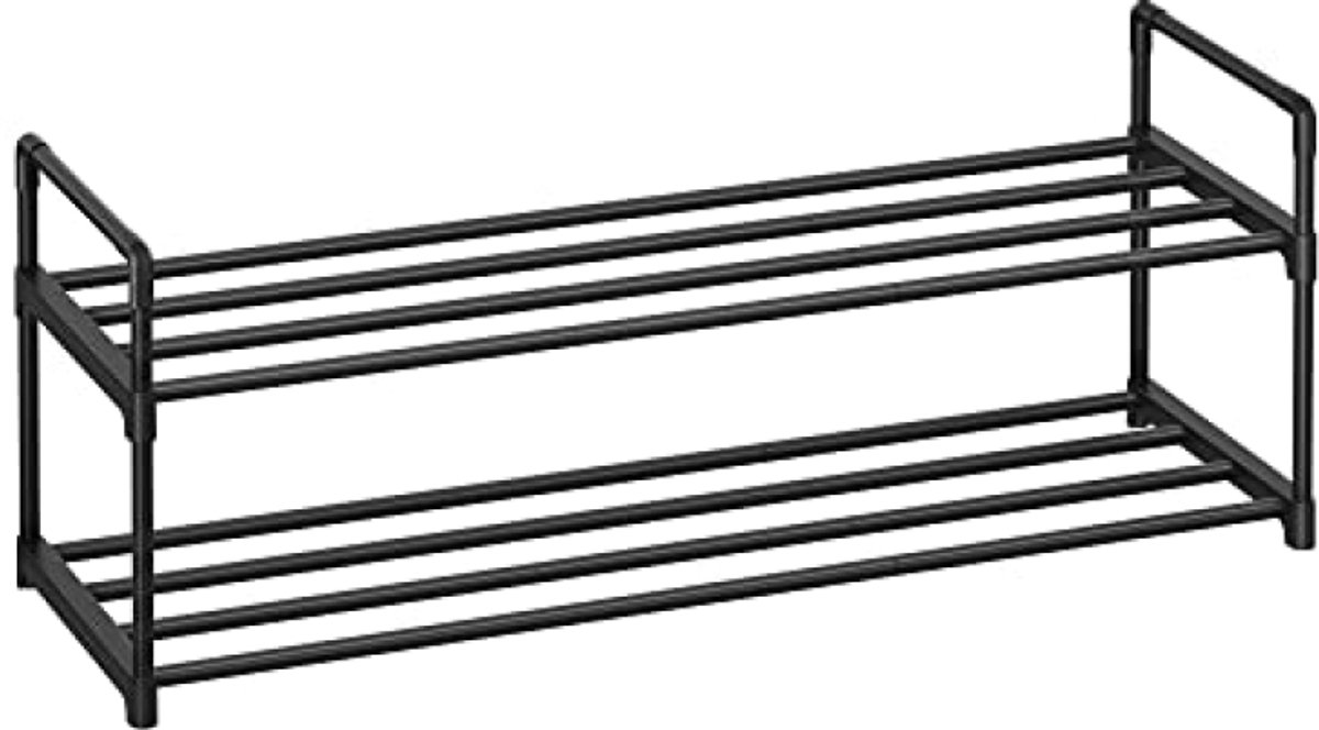 Nazik Living schoenenrek 2 niveaus metaal 92x30x33 cm zwart tot 10 paar schoenen