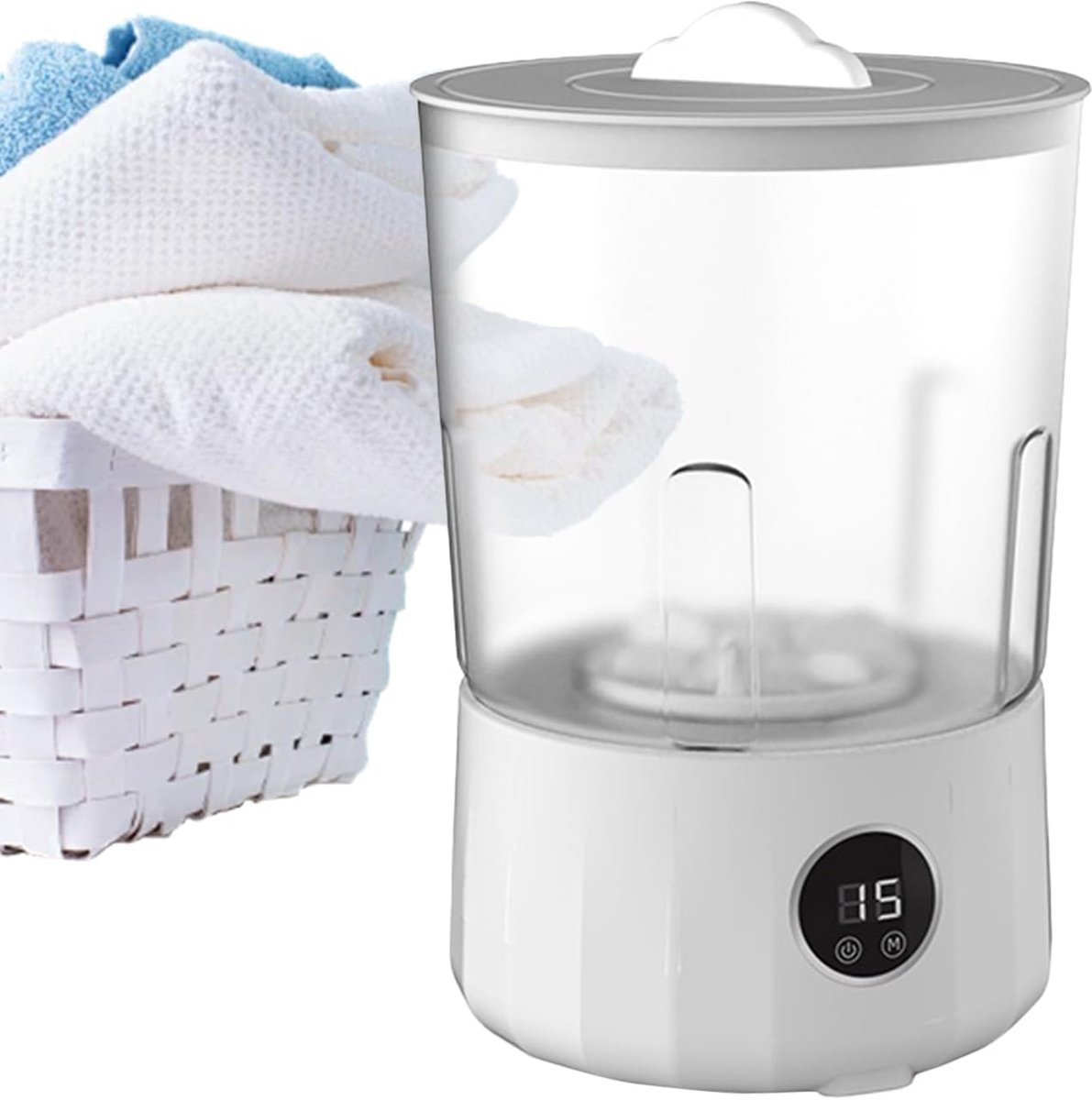 Draagbare wasmachine Mini wasser Reizen en camping Geluidsarme werking 15 liter inhoud Wit