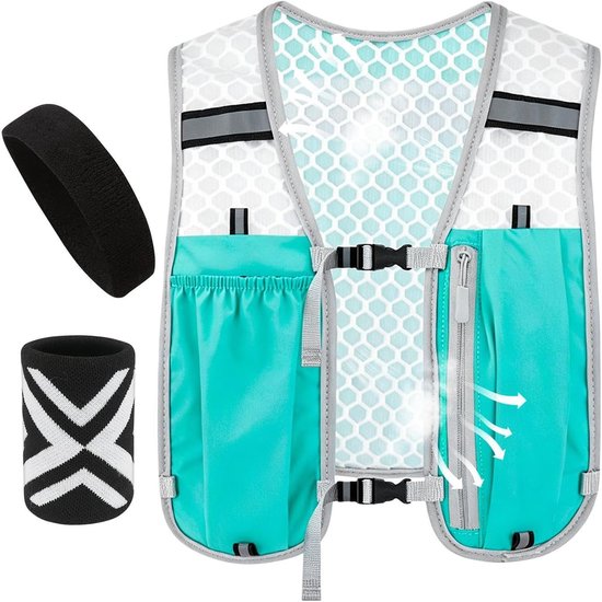 Hardloopvest Hoge Zichtbaarheid - Sportuitrusting Set - Veilig Sporten - Verstelbaar Uniseks Design - 40cm Lengte - Reflecterend