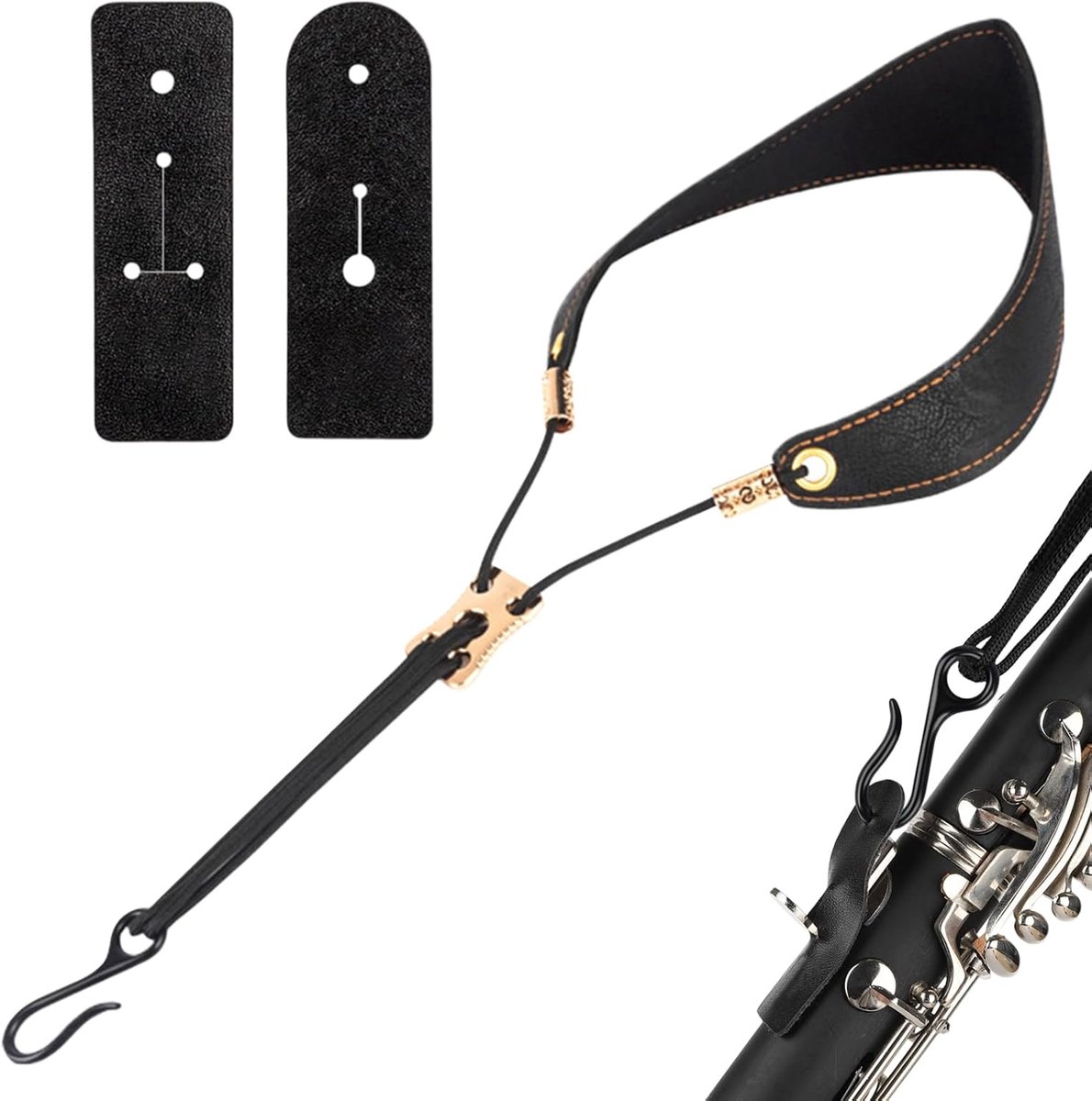 Saxofoon nekband - Muziekband Harnas - Muziek Maken - Verstelbare Pasvorm - 43-56 cm - Zwart