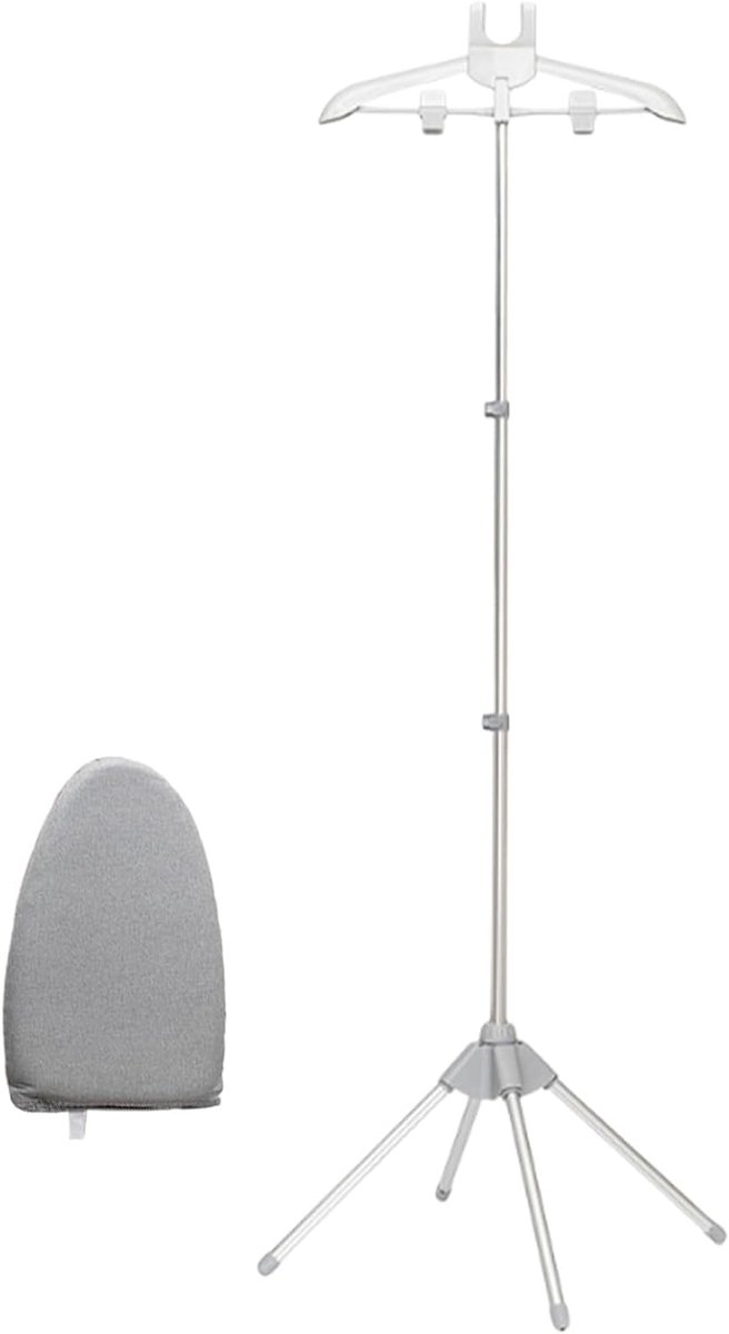 Stoomstrijkijzerhouder - Opvouwbare standaard - Kleding verzorgen - Met beschermende handschoen - 160 x 43 cm - Grijs