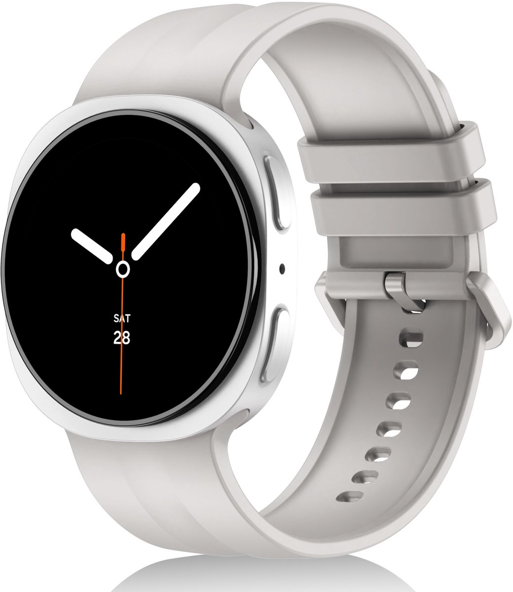 Stravo Zacht Siliconen Sport Bandje – Geschikt voor Samsung Galaxy Watch 9 (40/44mm) / Watch 8 (40/44mm) / 8 Classic (46mm) – M/L – Starlight