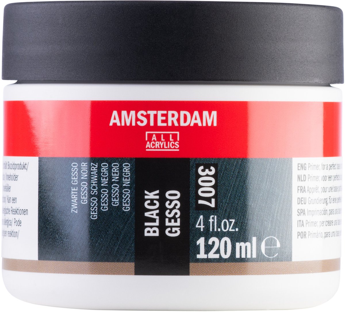 Gesso amsterdam mini 3007 120ml zwart | 4 stuks