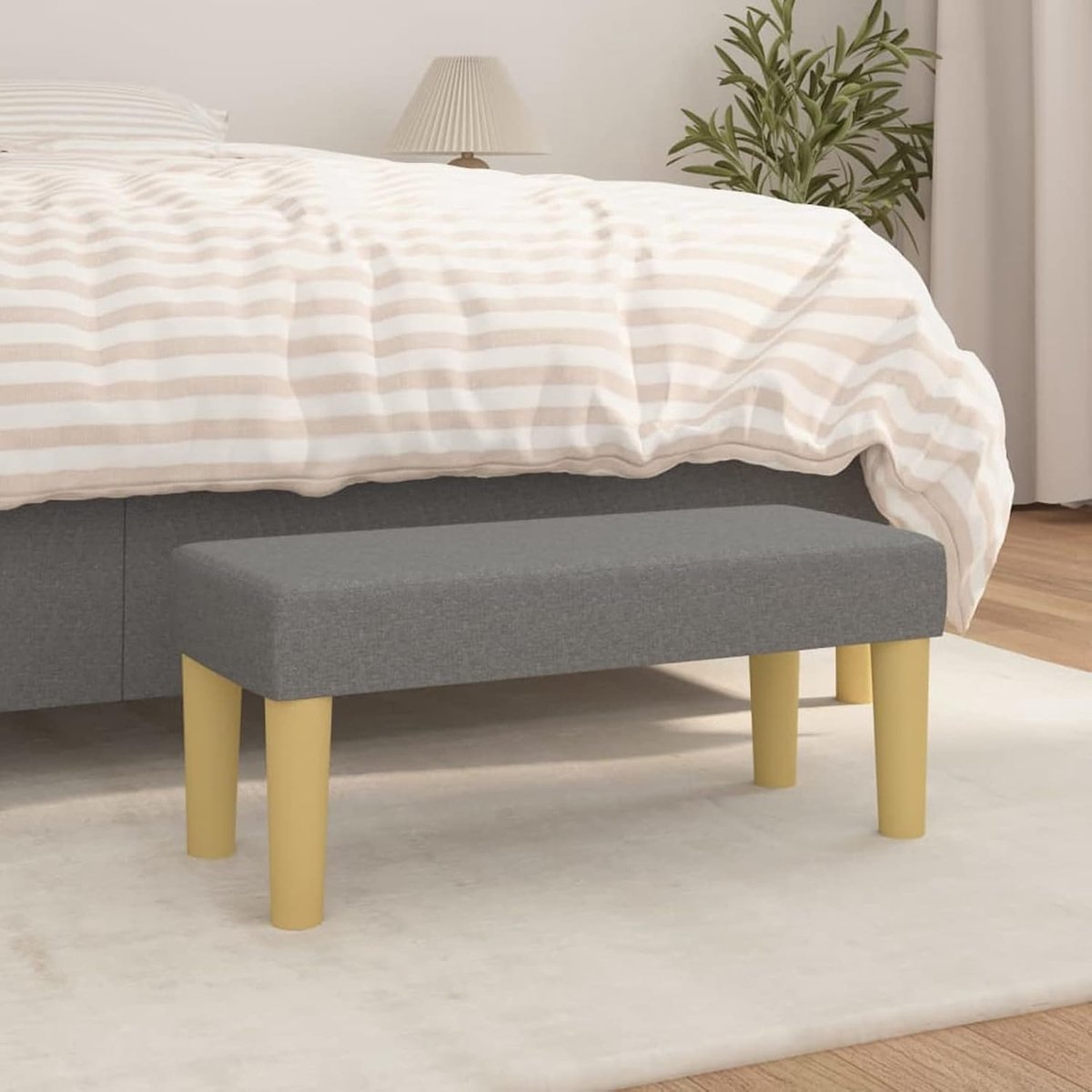 Zitbank stof - Bankje entree - Extra zitplaats - Comfortabele bekleding - 70 x 30 cm - Donkergrijs