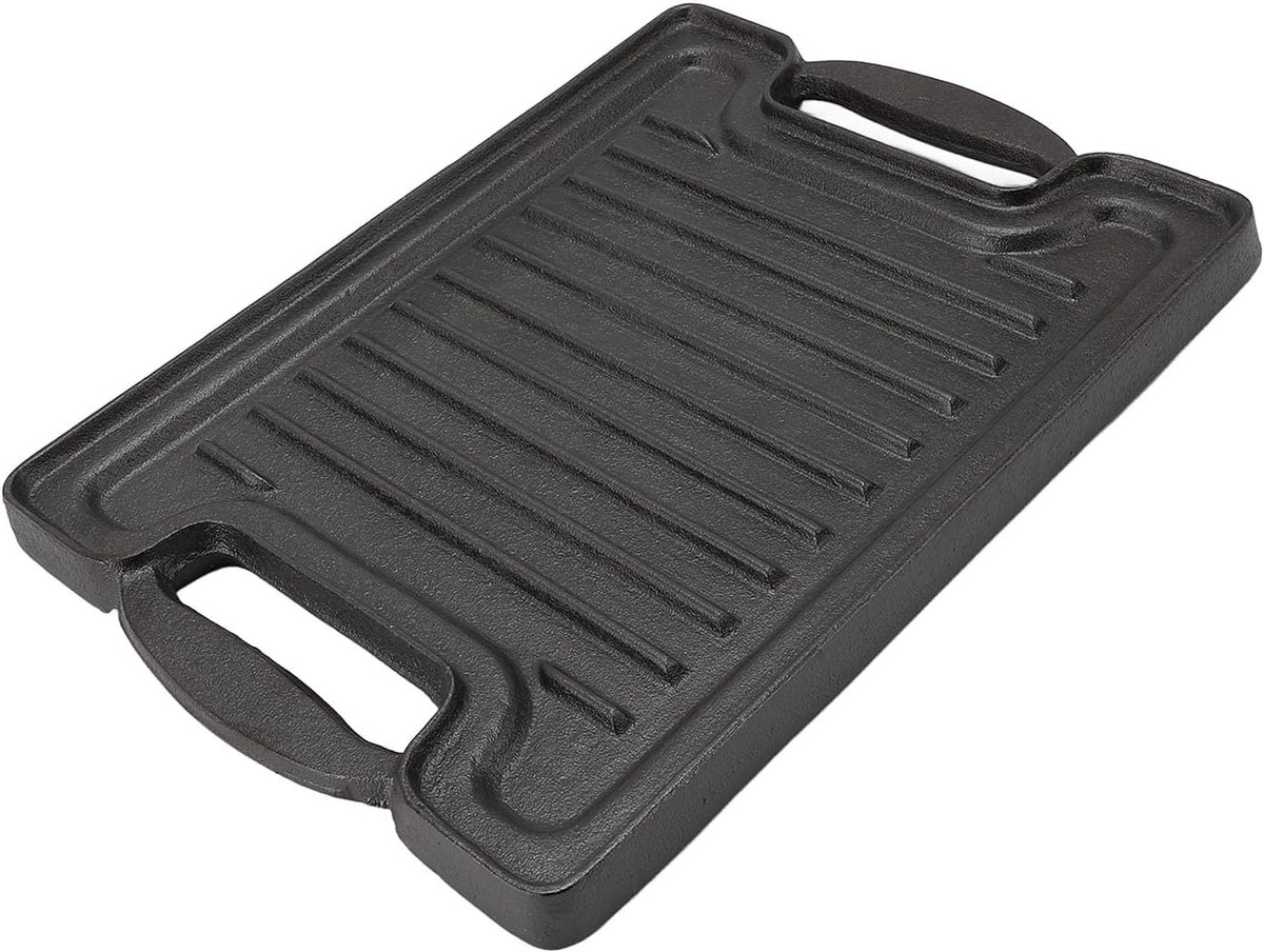 Gietijzeren Grillplaat BBQ Bakplaat Buiten Koken Gelijkmatige Warmte 36x36 cm Zwart