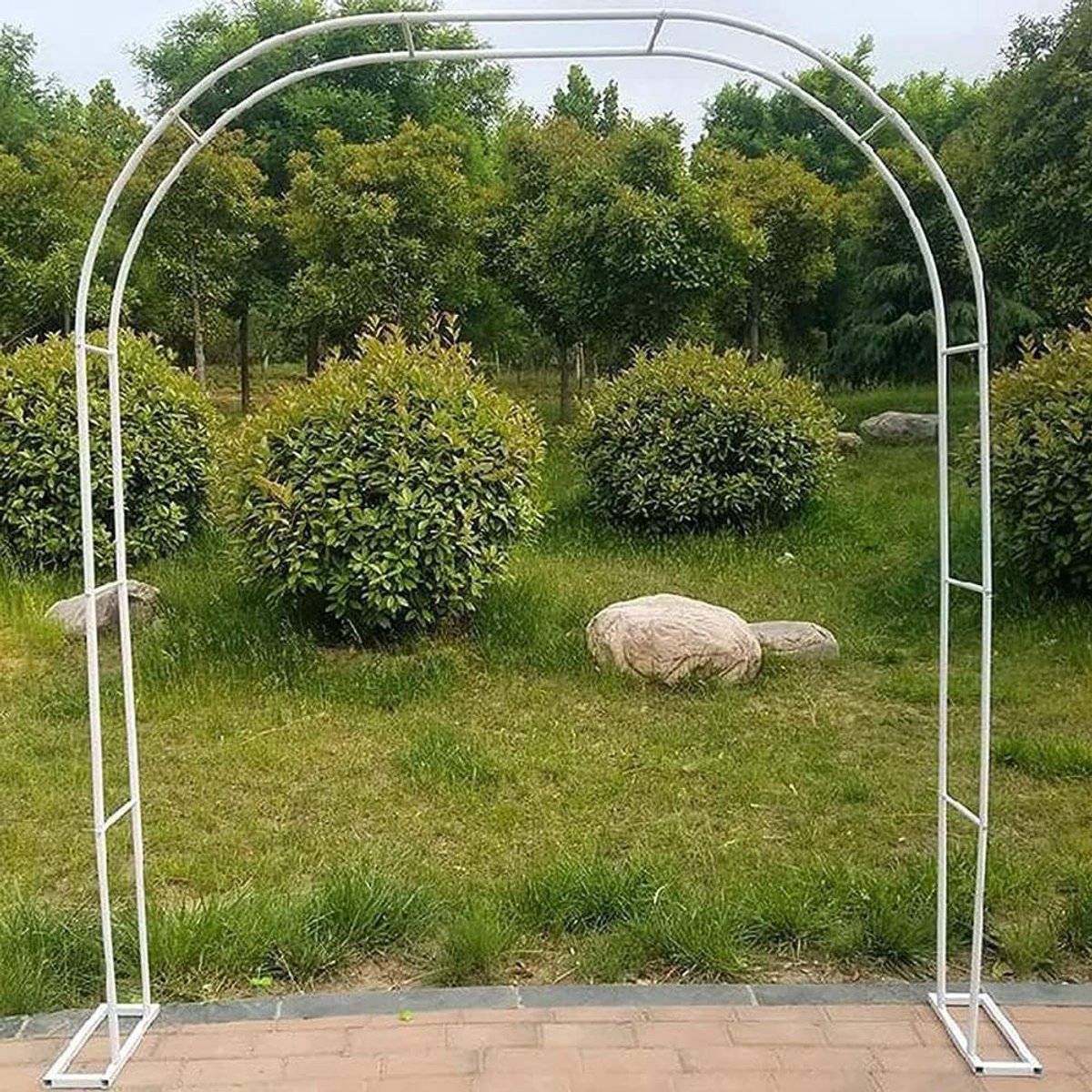 Tuinboog Metaal - Rozenprieel Pergola - Bruiloft Decoratie - Weerbestendig Staal - 140x230x40cm - Wit