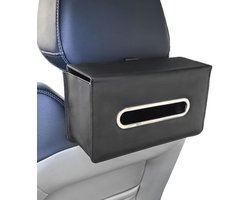 Autostoel Organizer - Hoofdsteun Opbergtas - Auto Opbergen - Met Tissue Dispenser - 24 x 13.5 cm - Zwart