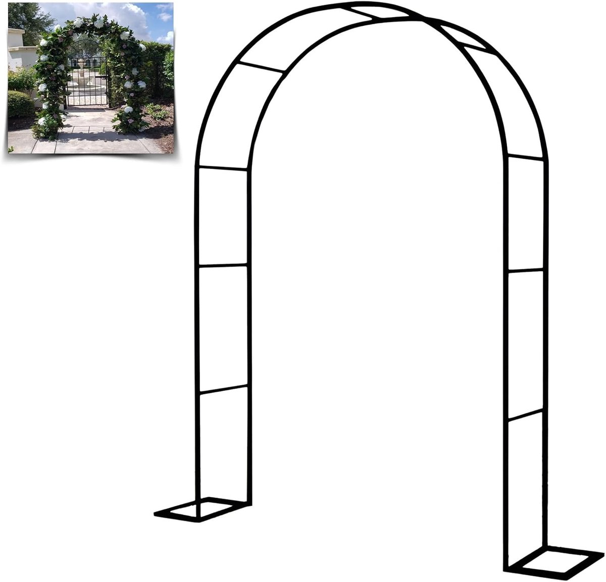 Tuinboog - Decoratieve boog - Planten Steunen - Roestbestendig Metaal - 235x220 cm - Zwart