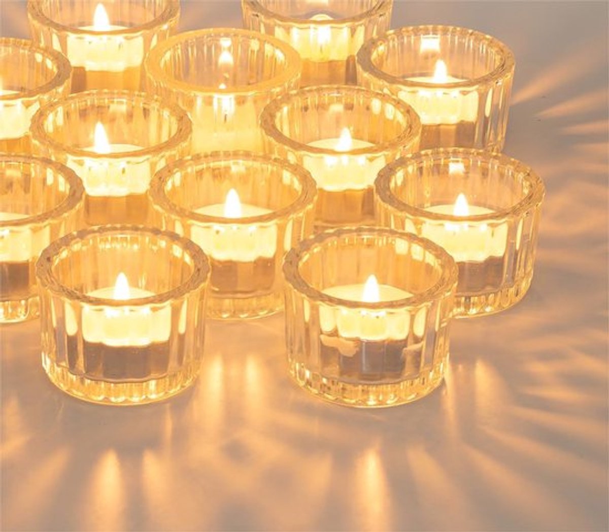 SVGCommerce - Glazen theelichthouder - 12 stuks - Elegant voor diner en feestjes