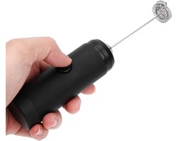 Elektrische Melkopschuimer - Handmixer Schuimmaker - Koffiebereiding Thuis - Dubbele Veergarde - 21.4 cm - Zwart