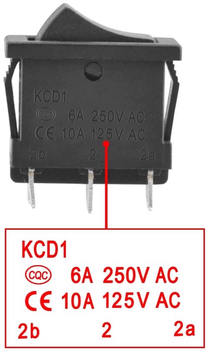 Store_9 - Tuimelschakelaar - On/off - Zwart - 6A 250vac - Voor auto en boot - 5