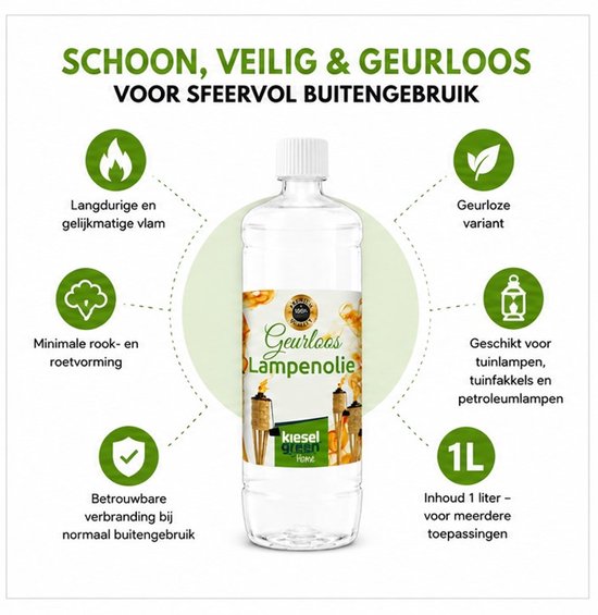 Kieselgreen Lampenolie 3 x 1 liter voor tuinlampen en fakkels geurloze olie met minimale rook en roetvorming — afbeelding 3