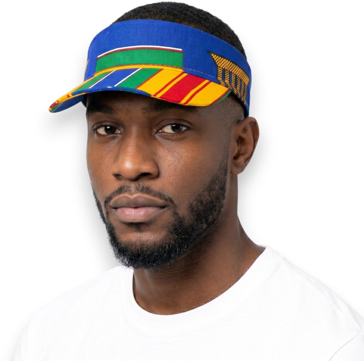 Zonneklep / Pet met Afrikaanse print - Zonnecap - Zomerpet - Sun visor - Blauw Multicolor Kente Pride
