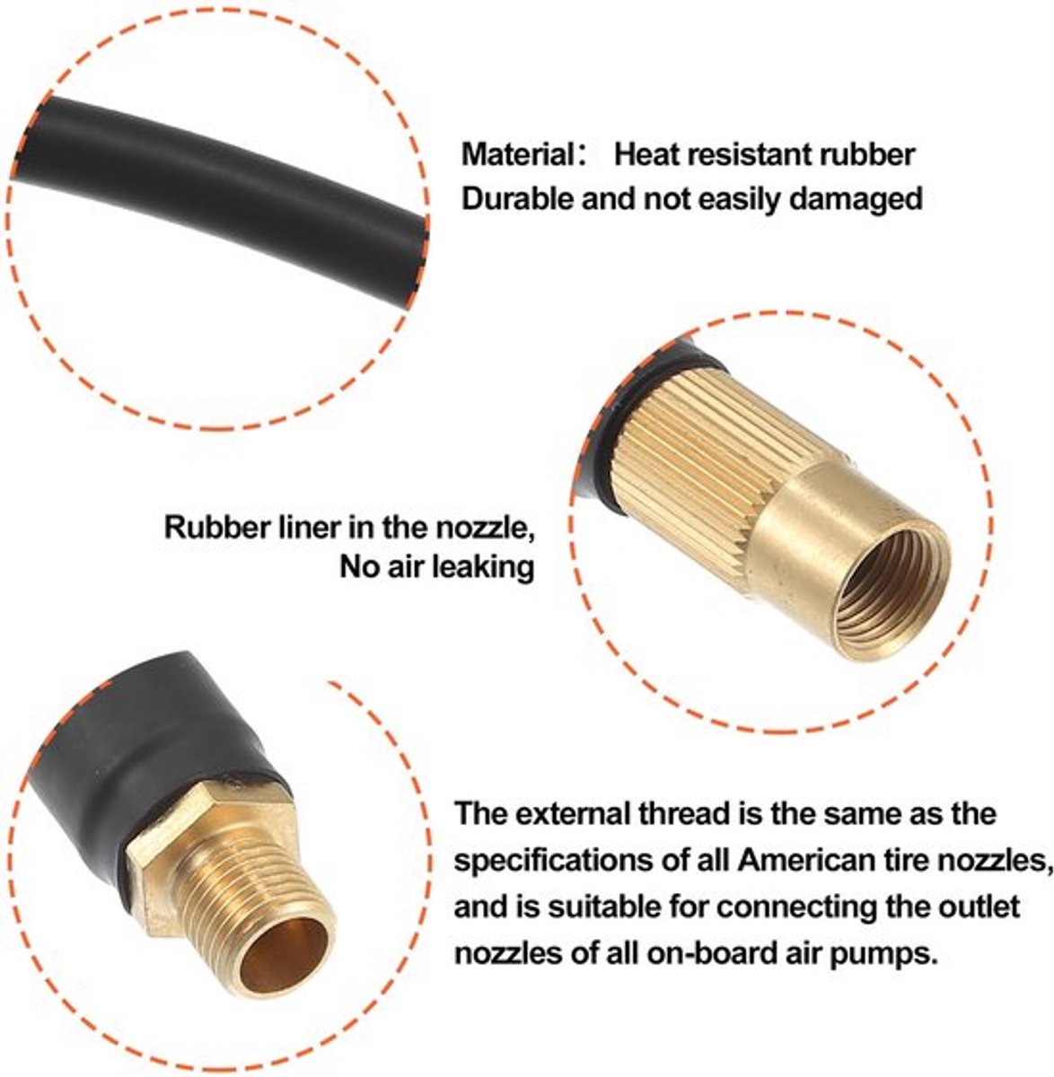 IMstore - Car Tire Inflator Extension Hose Adapter - Snelle aansluiting - Zwart