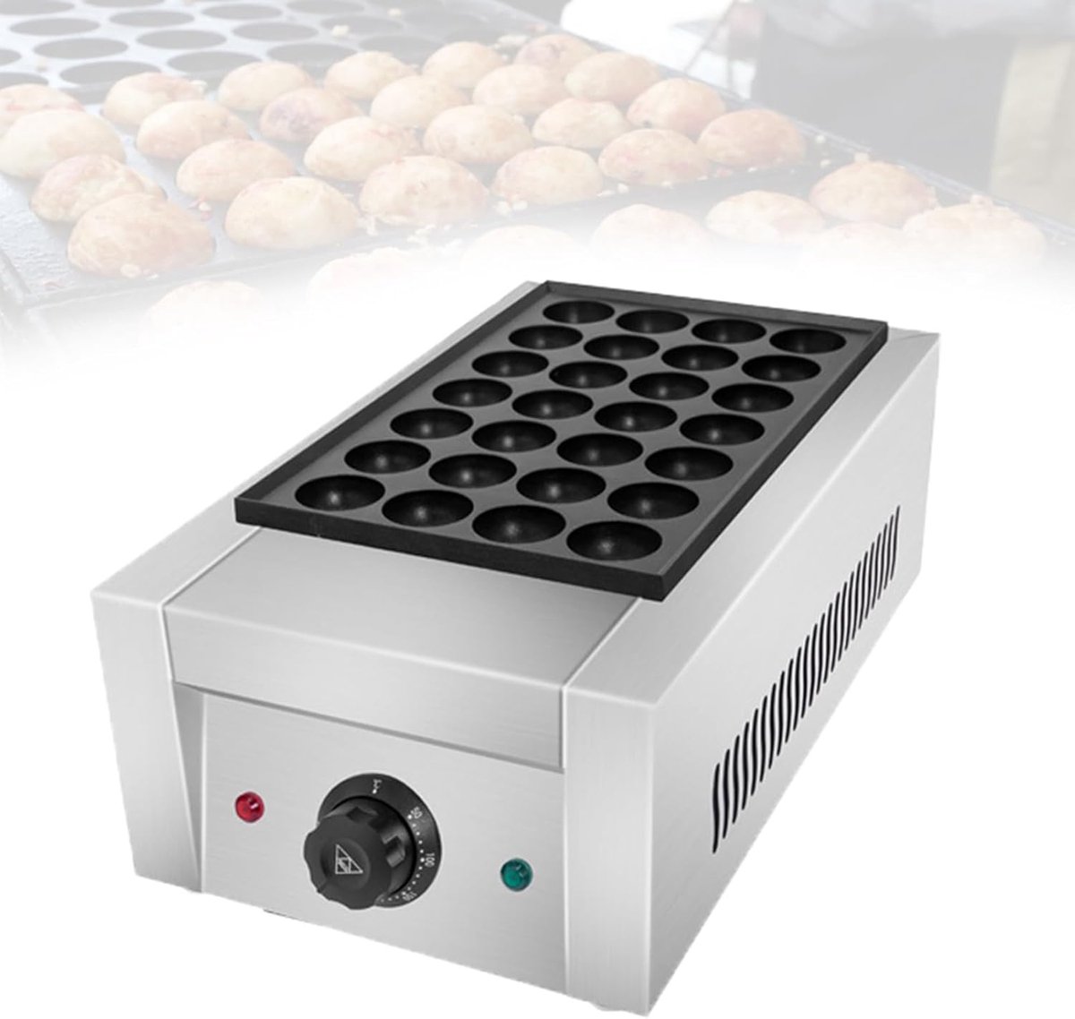 Poffertjespan Elektrisch - Mini Pancake Maker - Professioneel Bakken - Hoge Capaciteit - 84 Poffertjes - Zilver