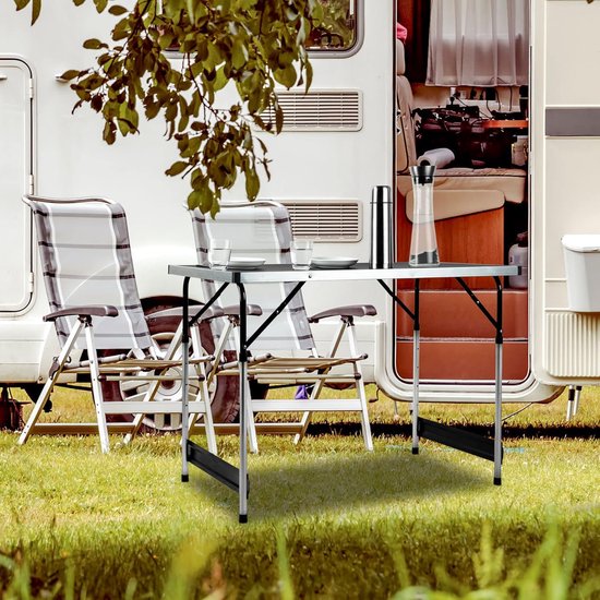 Campingtafel Inklapbaar - Buiten Tafel - Kamperen Tuin - 4 Hoogtes - 100x60cm - Antraciet — afbeelding 2