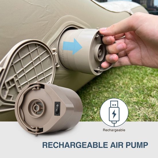 Opblaasbaar Ligbed met Elektrische Pomp - Oplaadbaar Luchtbed voor Camping, Strand & Tuin - Inclusief Draagtas — afbeelding 5