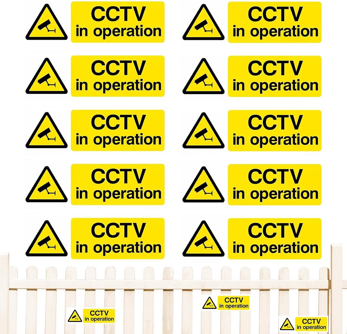 Camera Tekens - Veiligheidsstickers Waarschuwingsborden - Gebied Beveiligen - Zelfklevend Weerbestendig - 18 x 8 cm - Zwart