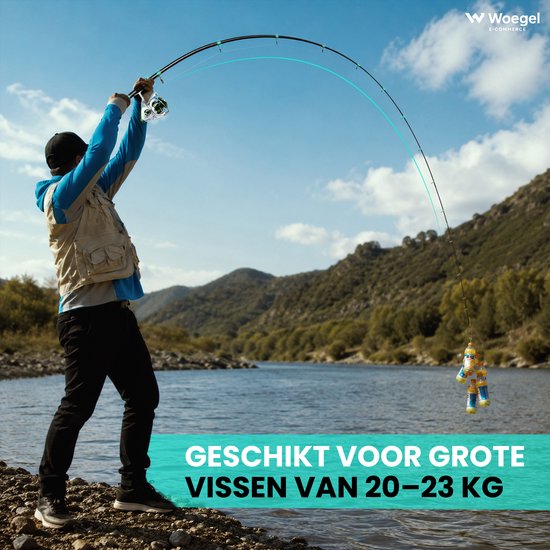 woegel hengelset - complete visset - vishengel + accessoires - hengel van 1.8 meter inschuifbaar - voor beginners en gevorderden - groen van Merkloos — afbeelding 2