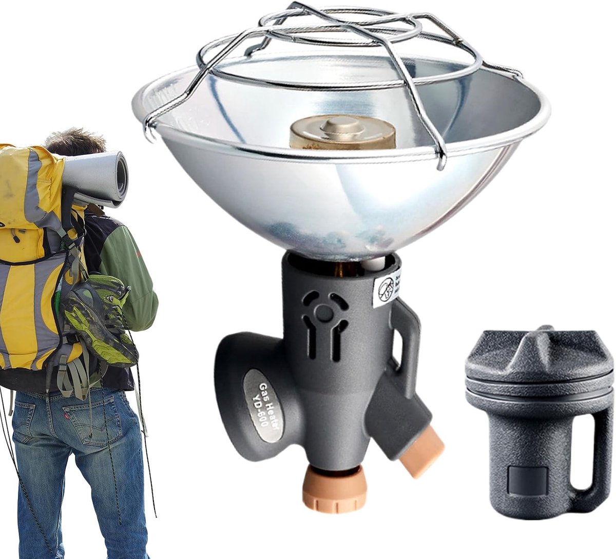 Campingverwarming Propaan - Tentkachel Outdoor - Buiten Verwarmen - Radarvormig Spotdesign - 17.5 cm - Zwart