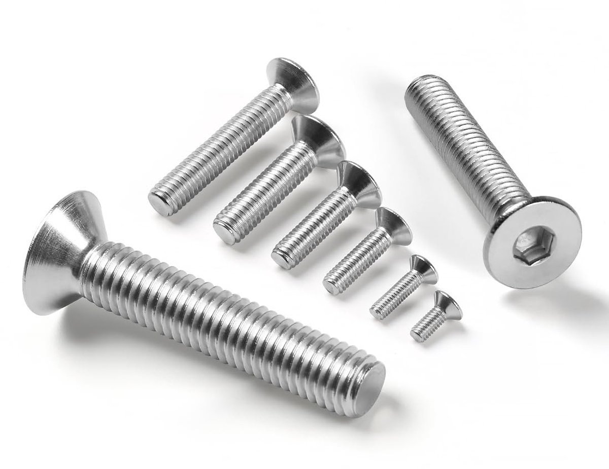 Roestvrijstalen verzonken schroeven M6 x 10 mm, 20 stuks, vol draad, hexagonale inbus, duurzaam en corrosiebestendig