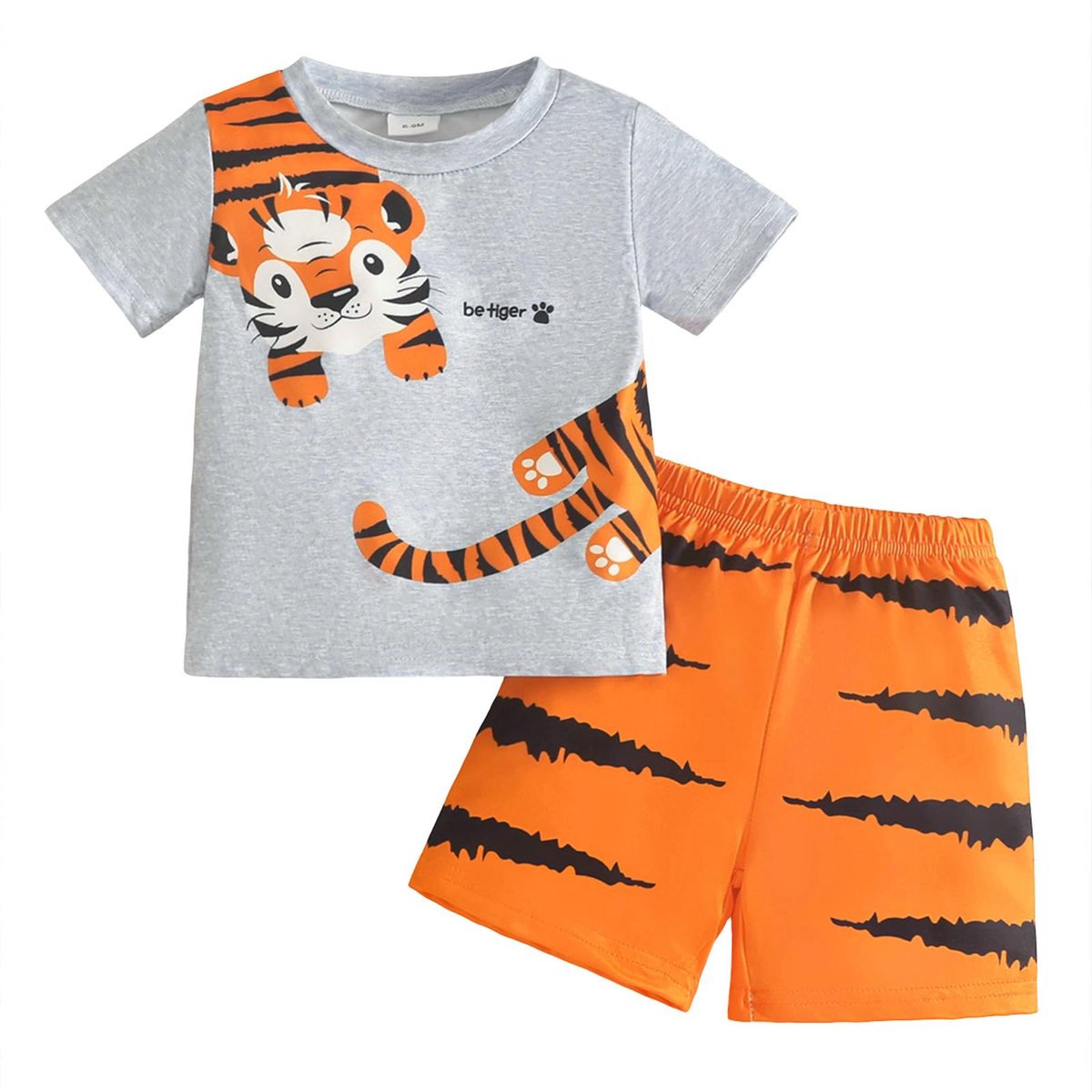 SnelShoppen - Eqenkely Babykleding jongens t-shirt + broek 2-delig set, katoen, 100% ademend, casual outfit voor peuters, ideaal voor dagelijkse wear,