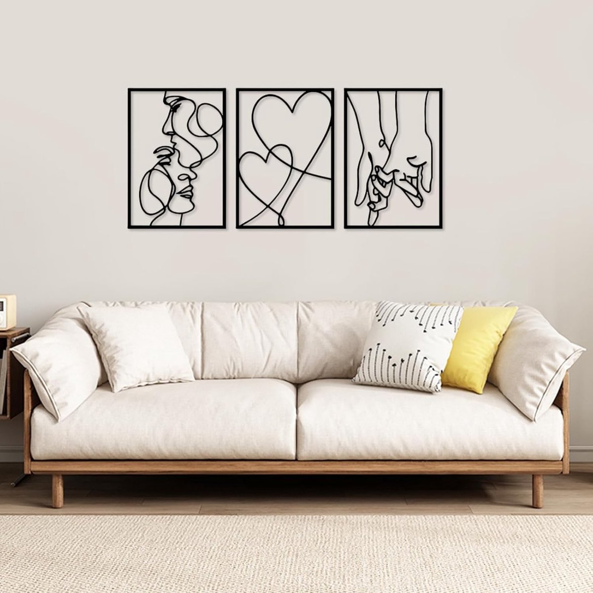 Minimalistische metalen wanddecoratie set van 3 voor huis, slaapkamer en woonkamer, moderne interieuraccessoires