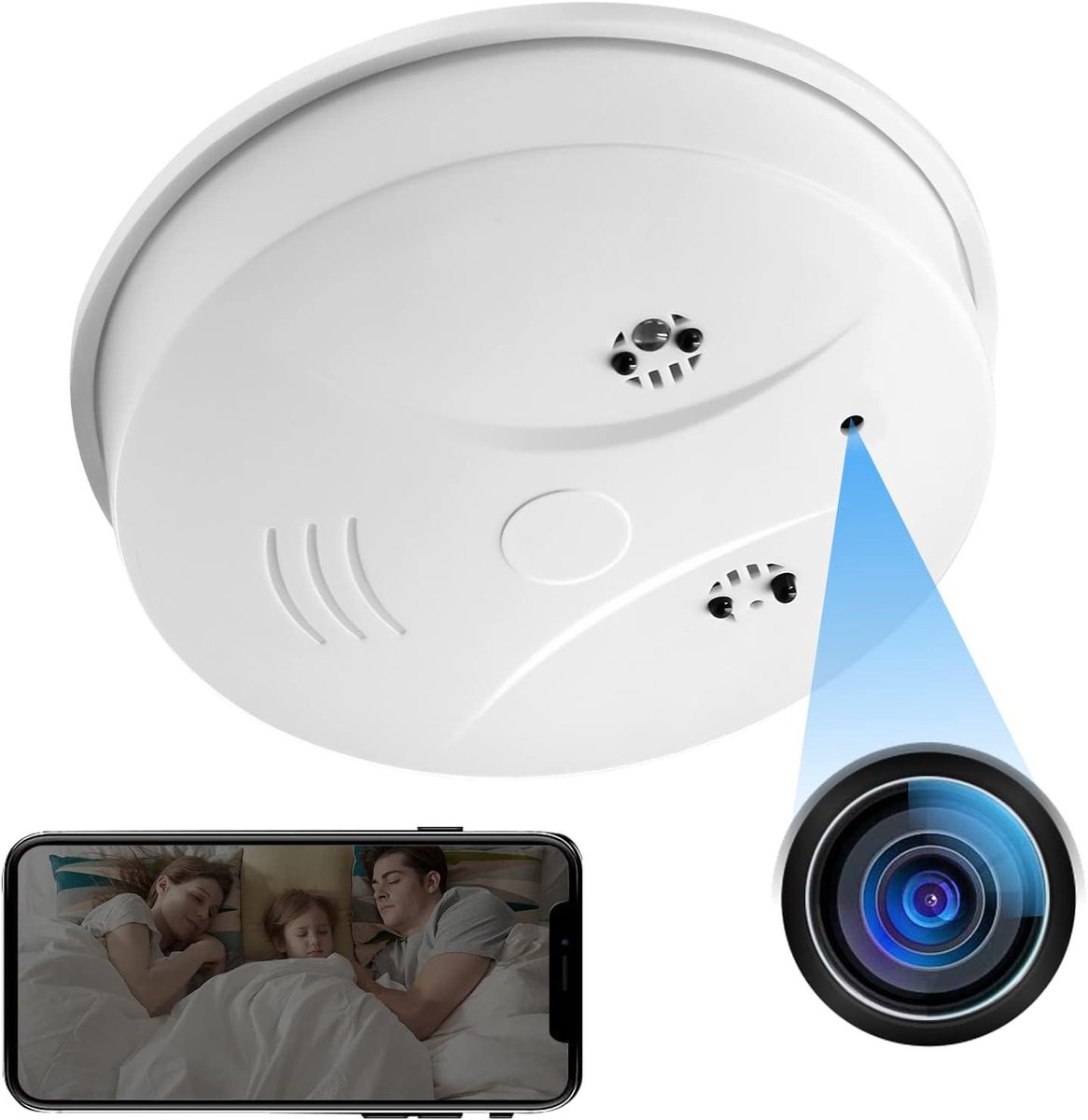 Verborgen Camera - Rookmelder Camera - Huis Beveiligen - HD 1080p Wifi - 120 Graden Kijkhoek - Zwart